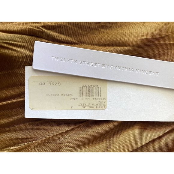 NWT 12th Street by Cynthia Vincent Gold Sparkle Skirt  Size 2 - Picture 6 of 11